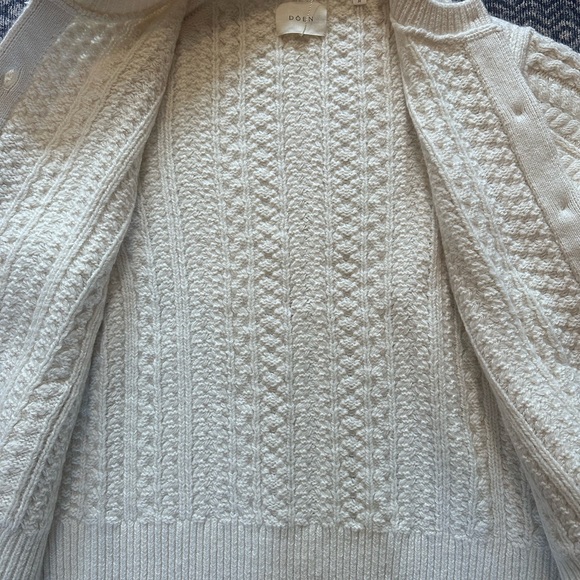 DOEN Marilene Ivory Cable Knit Cardigan Sweater - Picture 3 of 7